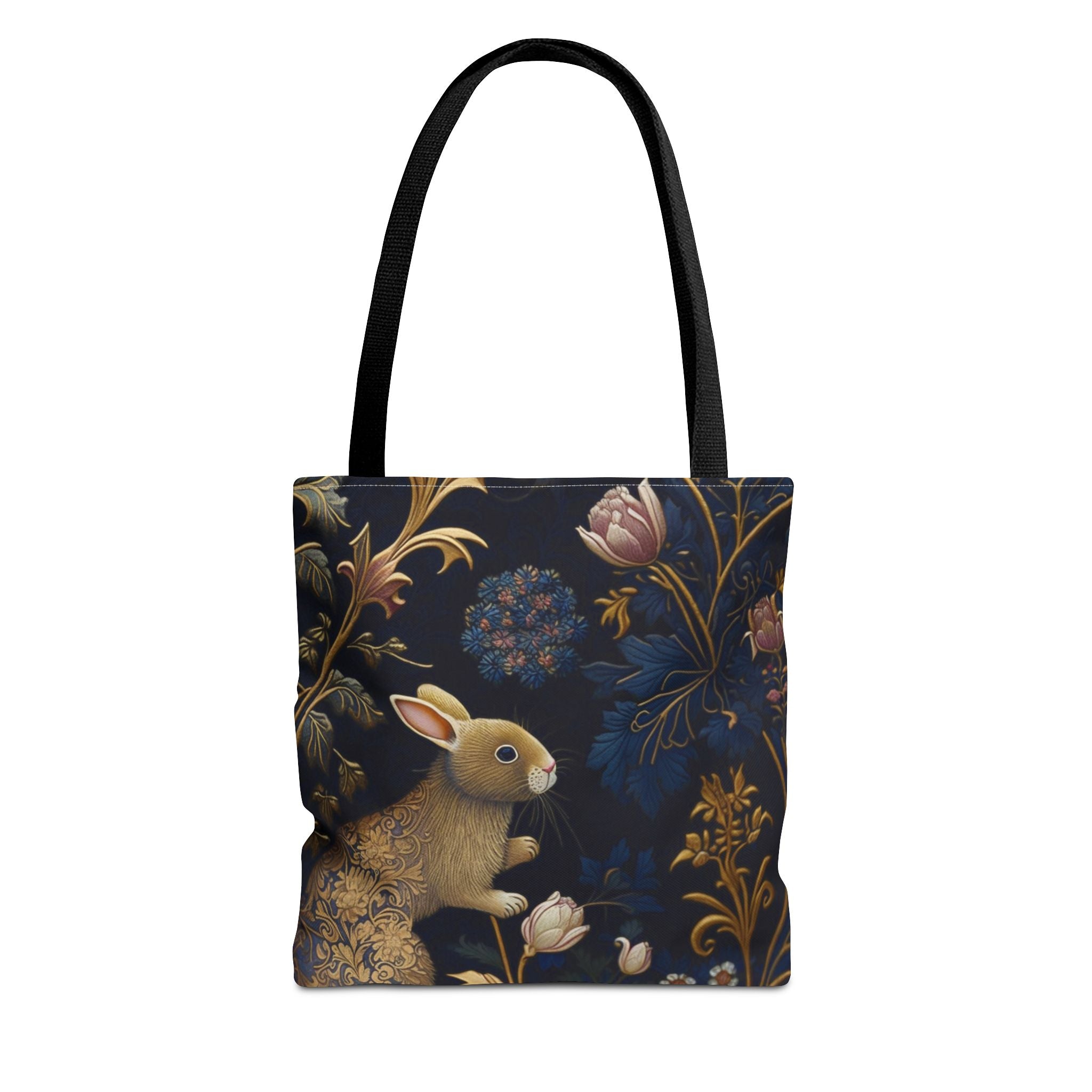 Golden Rabbit Botanical Tote Bag - Elegant Eco-Friendly Canvas Bag