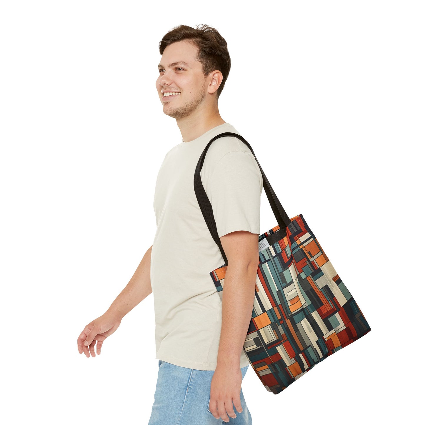 Geometric Abstract Art Canvas Tote Bag, Eco-Friendly Market Tote for Daily Use