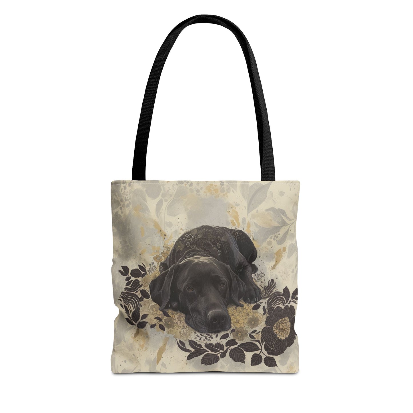 Elegant Labrador Canvas Tote Bag, Artistic Floral Design for Dog Lovers