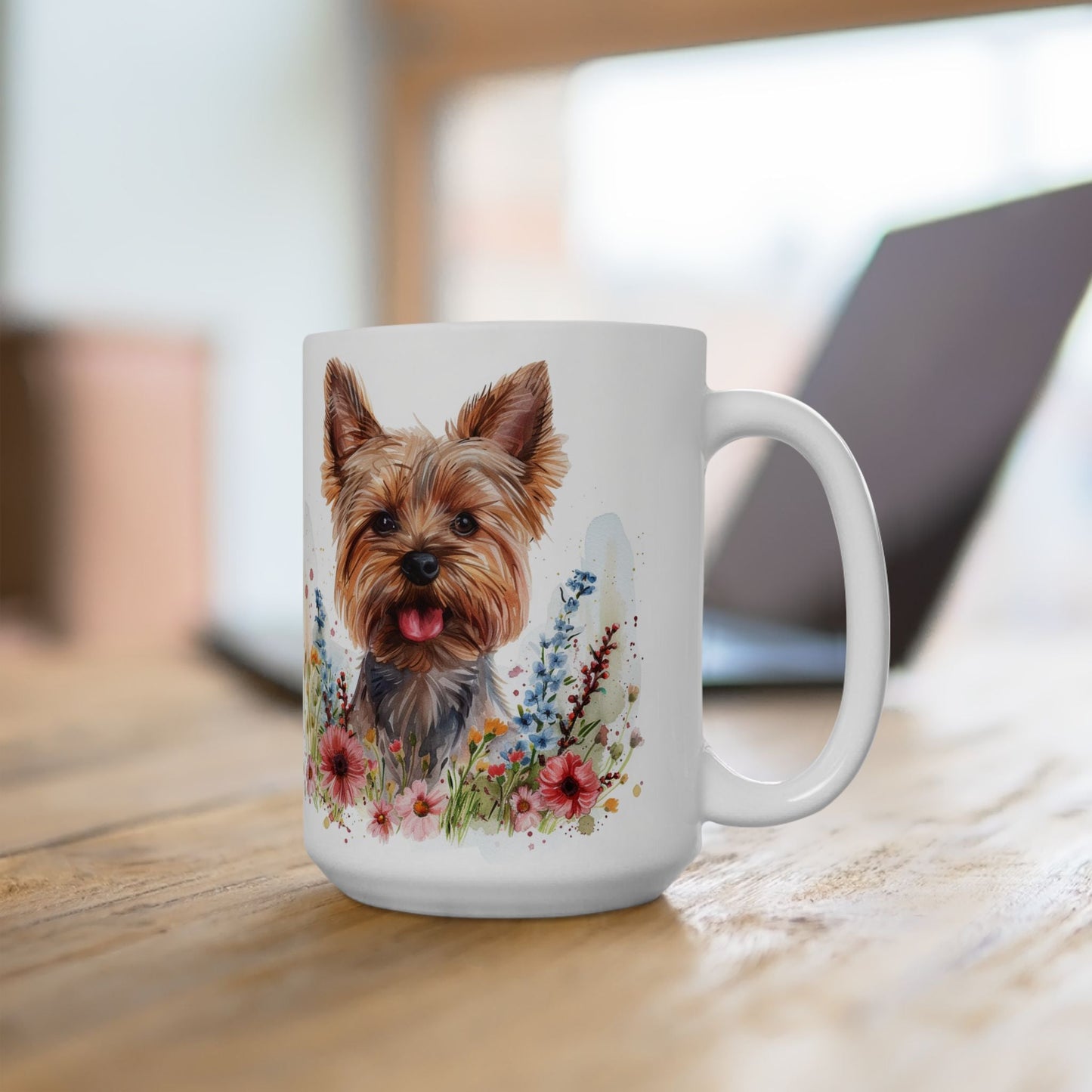 Yorkie Magic Mug – Adorable Yorkshire Terrier Floral Art Coffee Cup