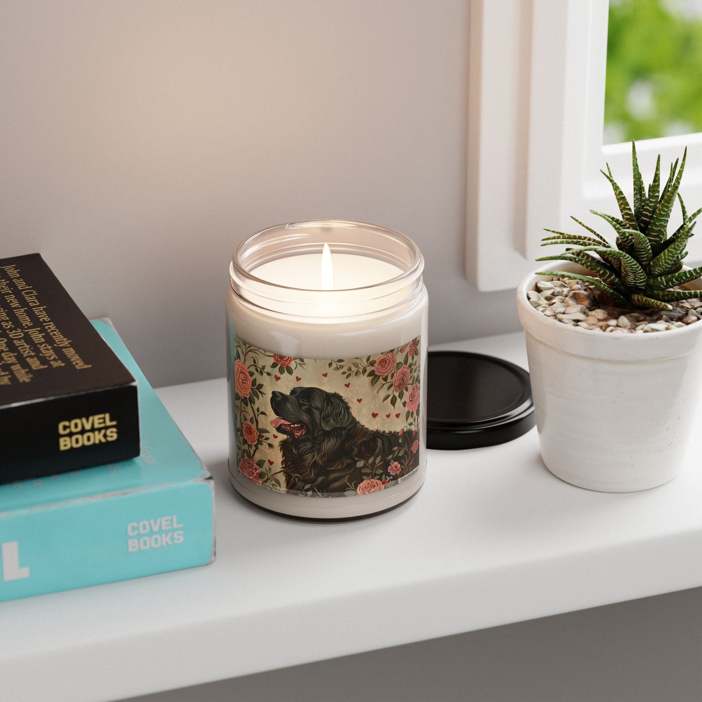 Newfoundland Dog Soy Candle - Vintage Floral Design Pet Lover Gift