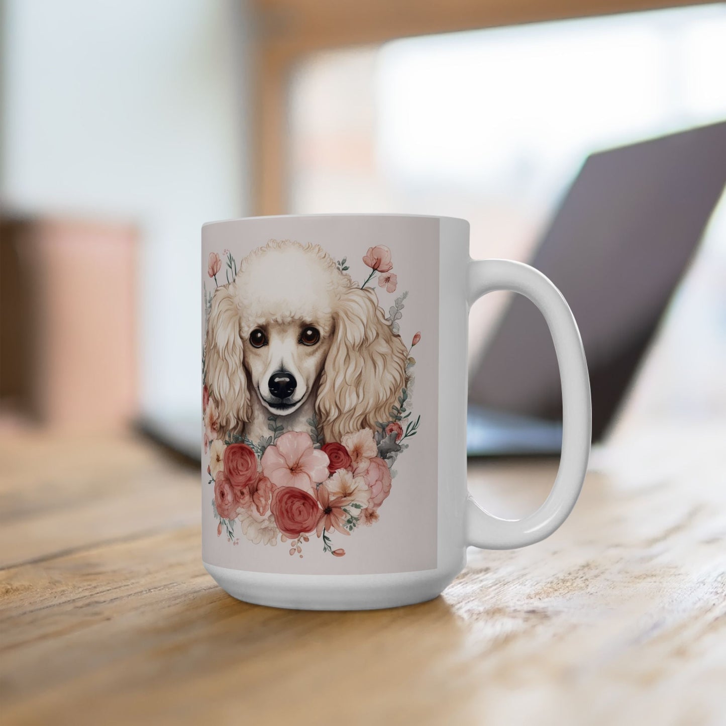 Elegant Poodle Floral Coffee Mug – Gift for Dog Lovers and Pet Parents