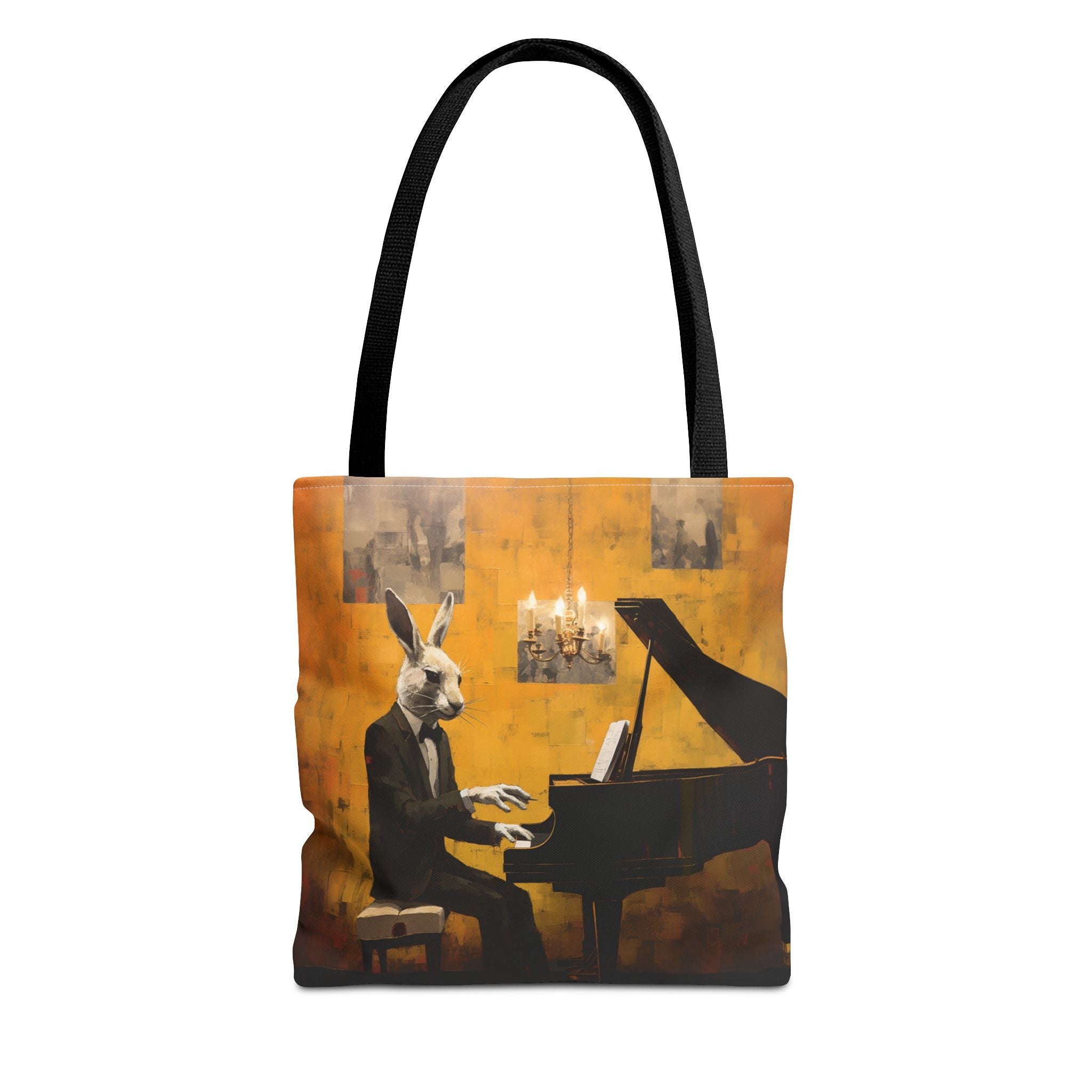 Sophisticated Rabbit Maestro Tote Bag, Artistic Canvas Design for Music Lovers