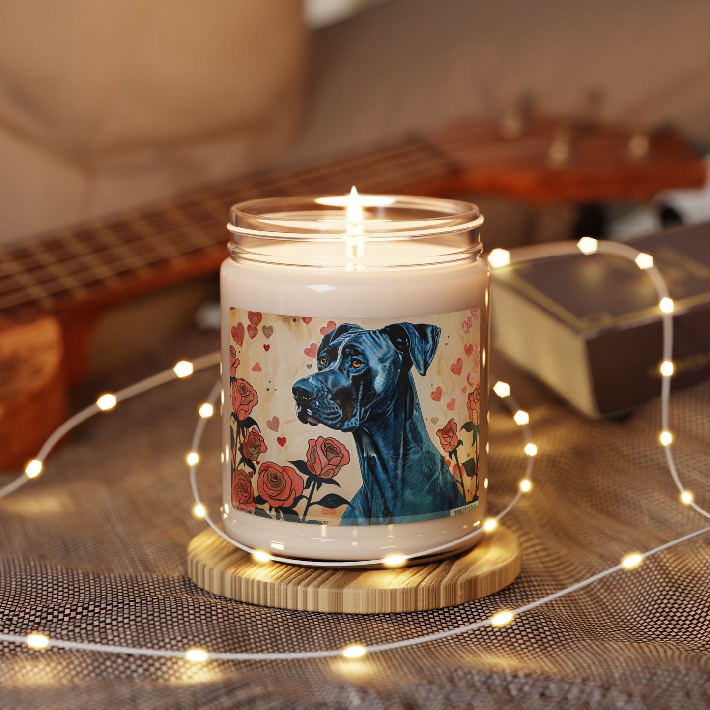 Great Dane Rose Heart Candle – Artistic Pet Lover Gift