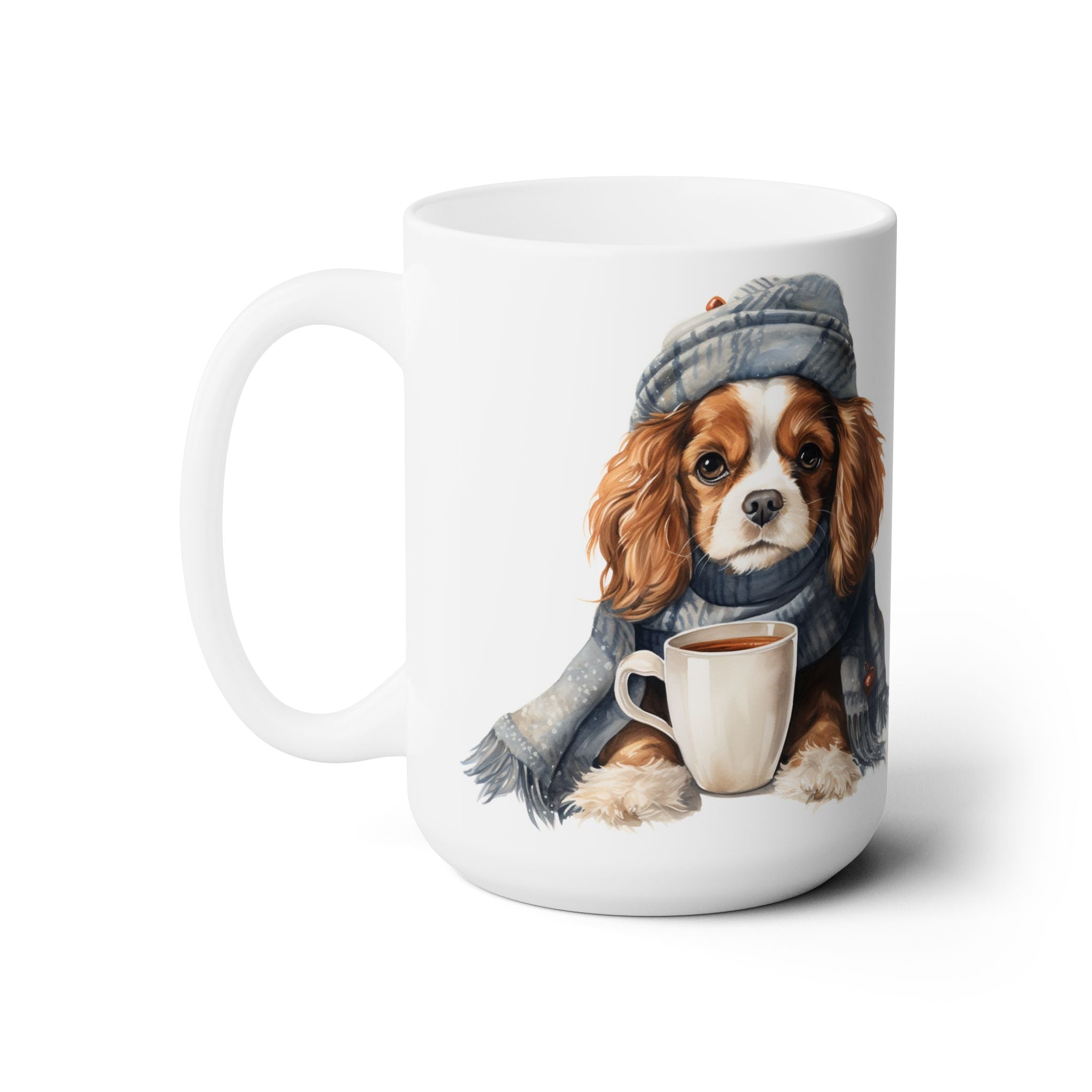 Cuddly Cavalier King Charles Spaniel Winter Mug | Cozy Dog Lover Gift