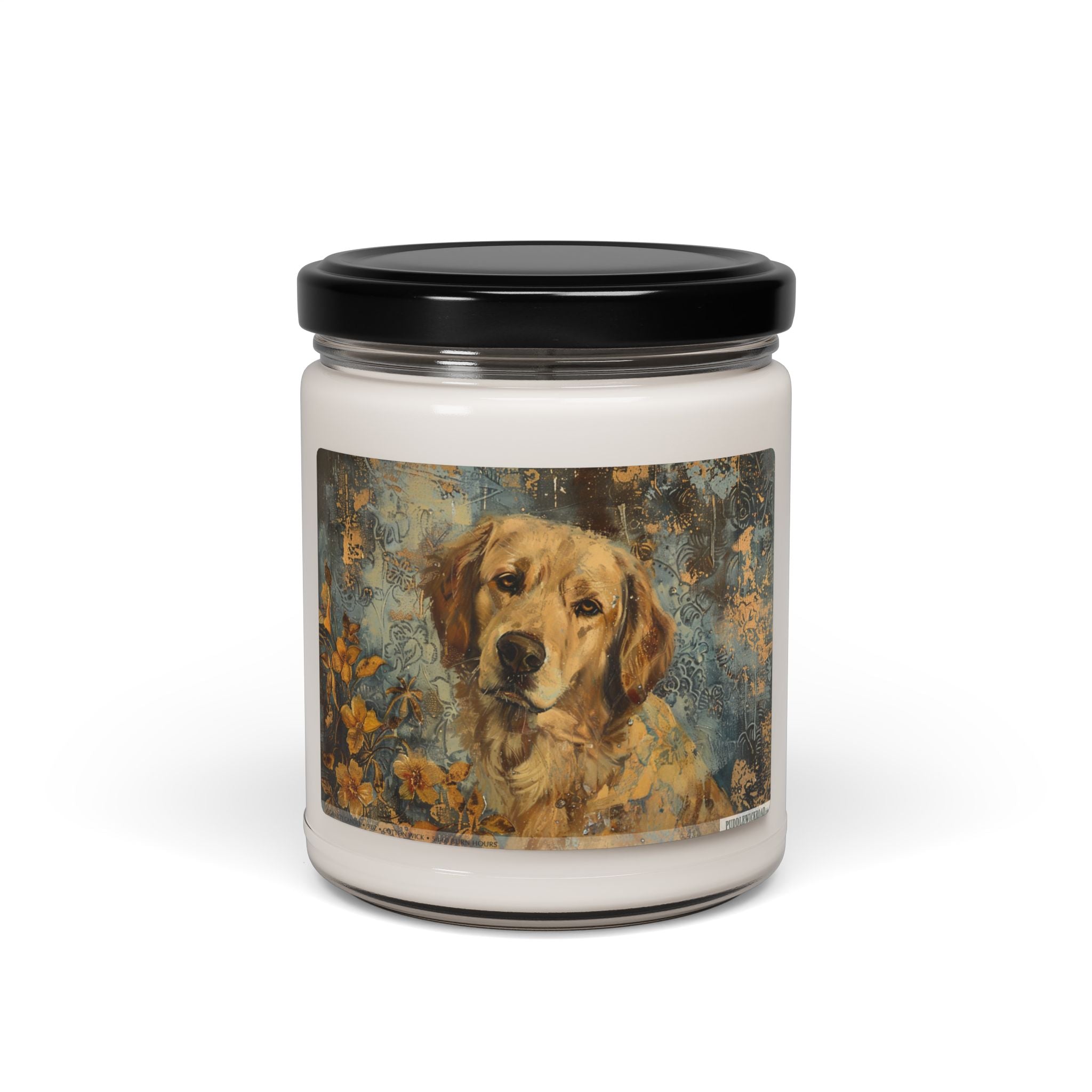 Golden Retriever Companion Candle - Vintage Art Design