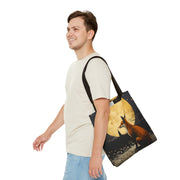 Moonlit Fox Canvas Tote Bag – Rustic Charm for Nature Lovers