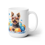 Yorkie Fun Mug - Yorkshire Terrier with Sunglasses and Balloons