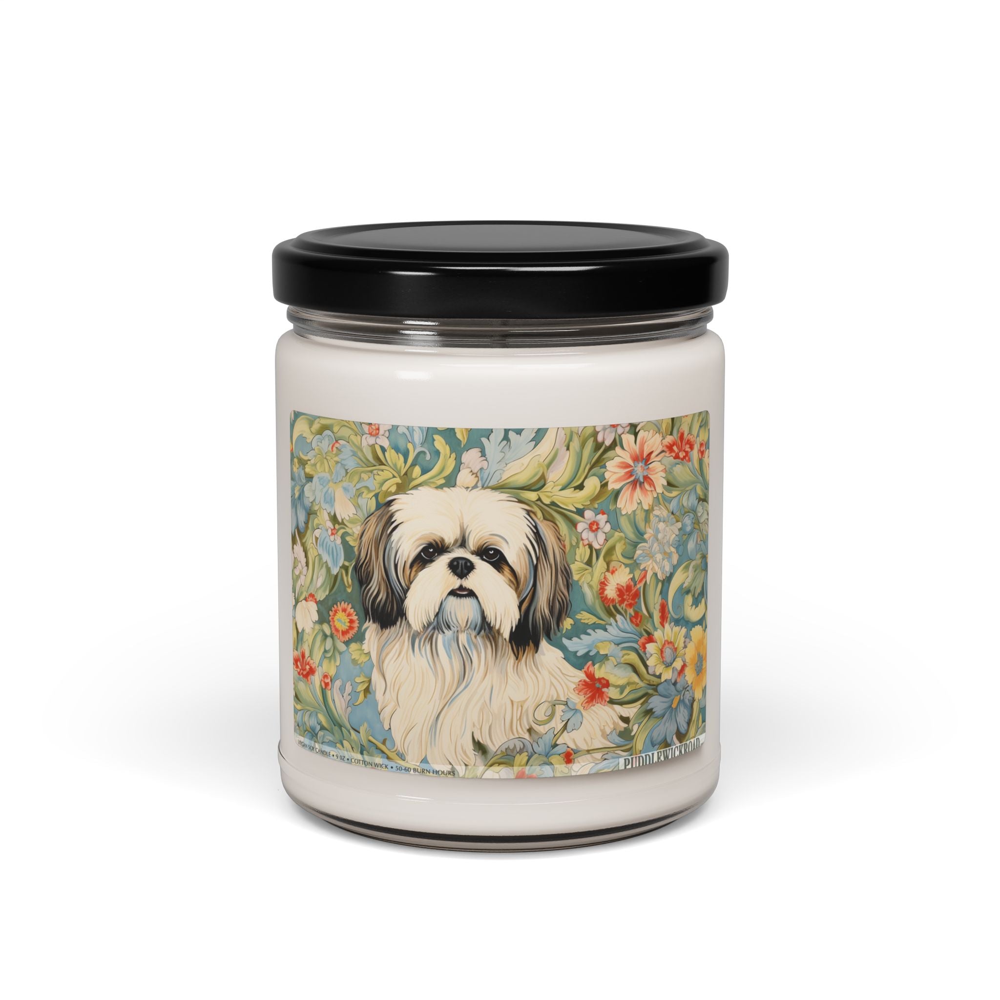 Charming Shih Tzu Soy Candle – Vintage Floral Pet Lover Gift