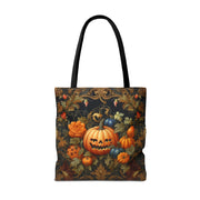 Elegant Vintage Pumpkin Halloween Tote Bag, Eco-Friendly Canvas Market Bag