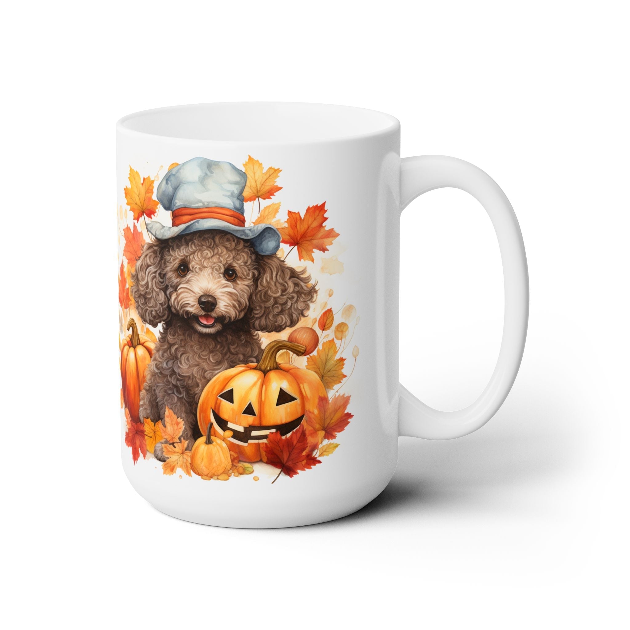 Poodle Halloween Coffee Mug - Fall Pumpkin Dog Lover Gift