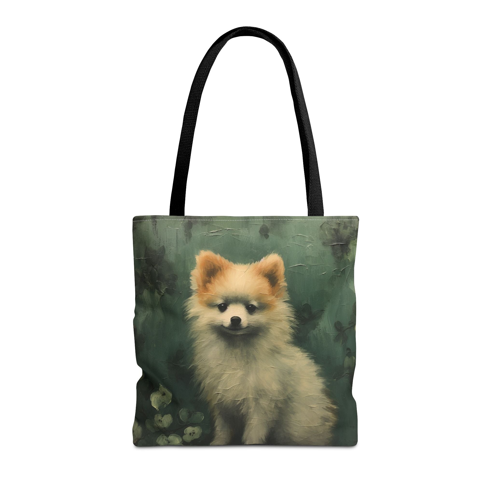 Pomeranian Forest Charm Canvas Tote Bag, Eco-Friendly Dog Lover Gift