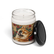 Shiba Inu Vintage Rose Candle – Dog Lover Gift, Pet Memorial Keepsake