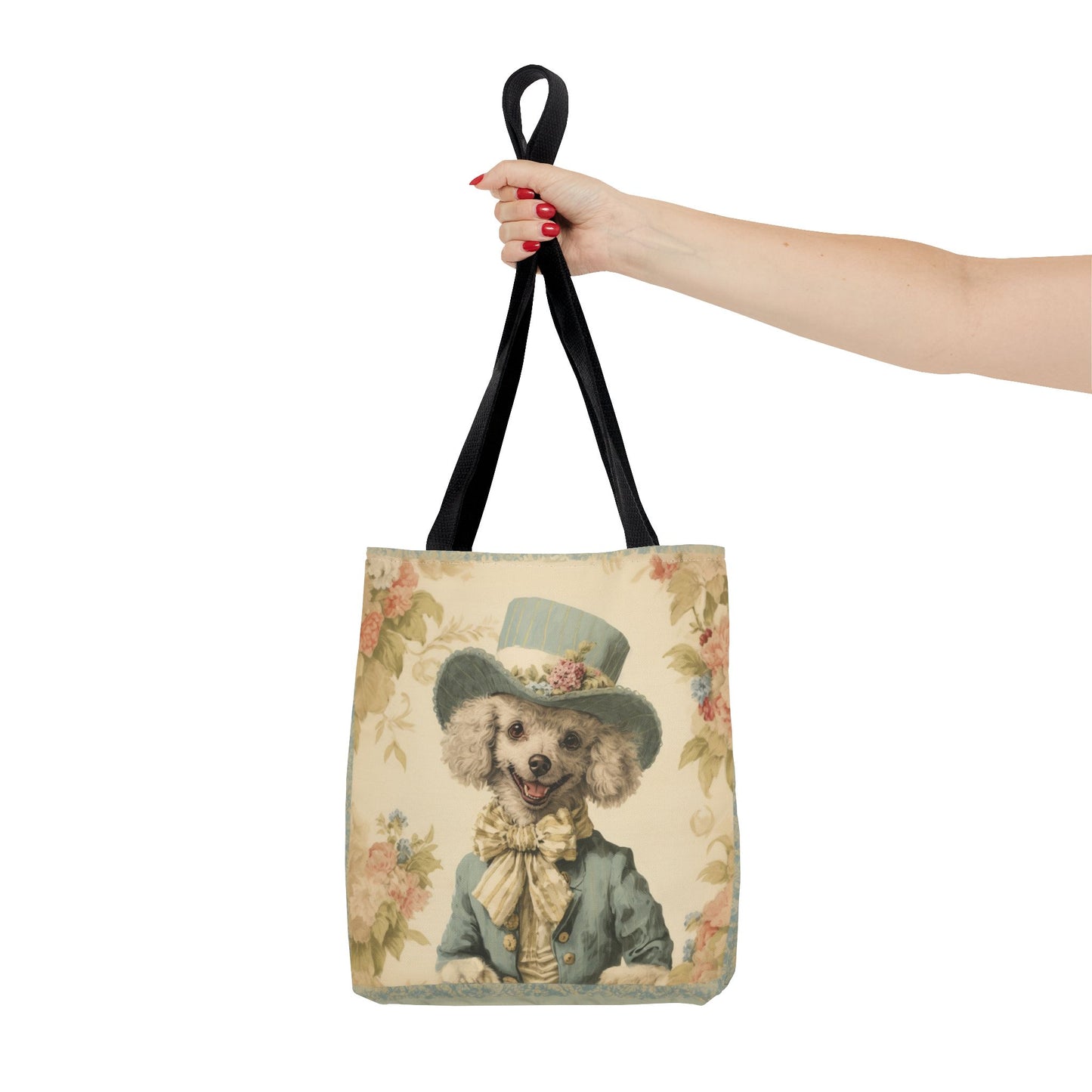 Poodle in Victorian Blue, Elegant Tote Bag for Dog Lovers