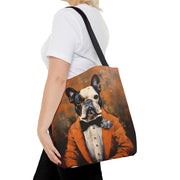 French Bulldog Formal Portrait Canvas Tote Bag, Stylish & Eco-Friendly Accessory