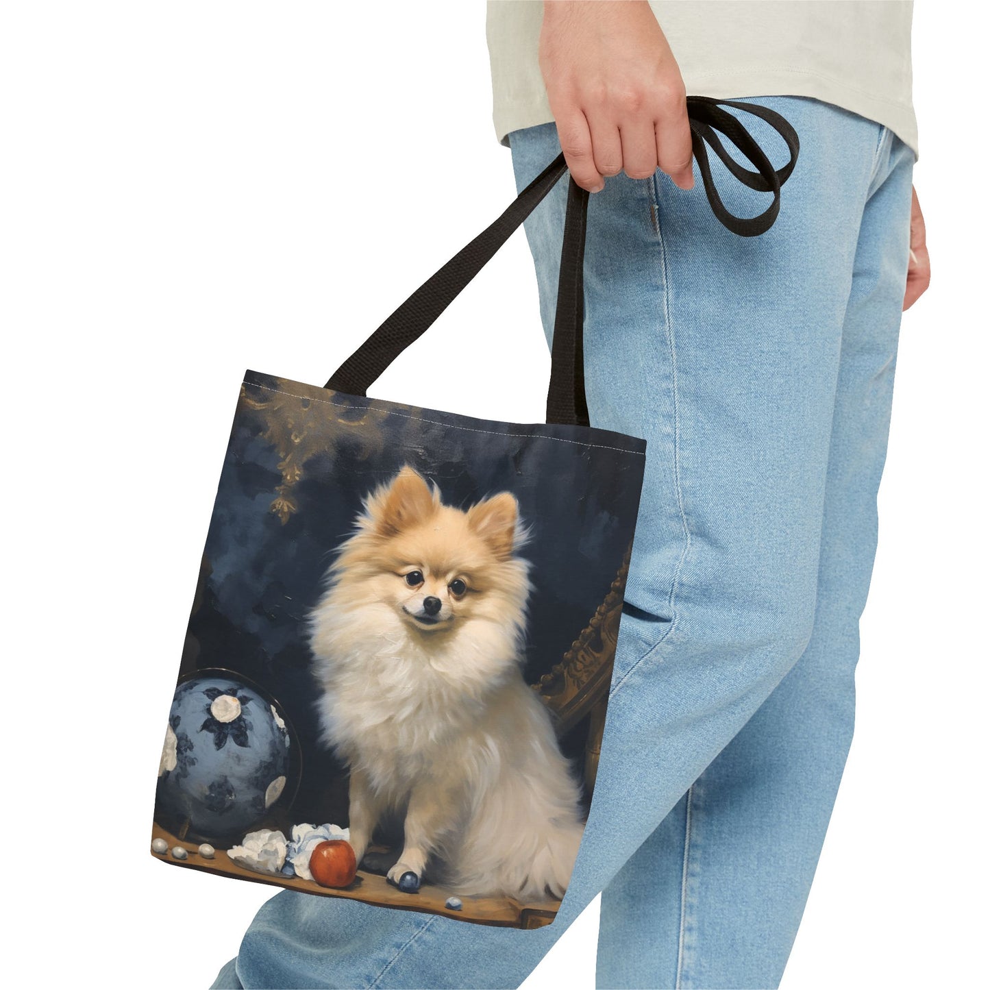 Regal Pomeranian Canvas Tote Bag, Eco-Friendly Dog Lover Gift