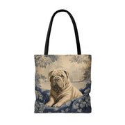 Vintage Shar Pei Canvas Tote Bag - Artistic Dog Lover Gift