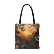 Sunset Serenity Tote Bag, Floral Market Bag for Everyday Use