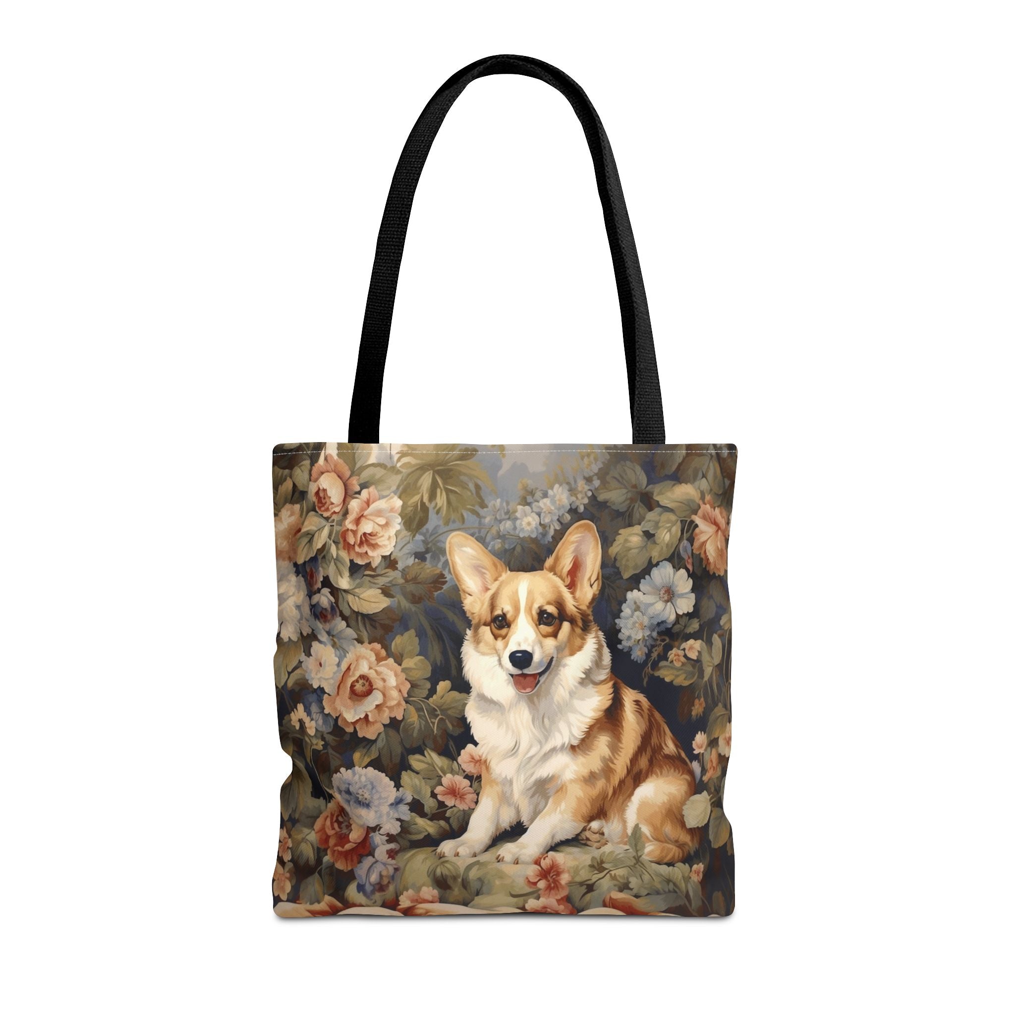 Corgi Bliss Floral Canvas Tote Bag, Eco-Friendly & Stylish Accessory