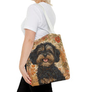 Yorkipoo Autumn Bloom Tote Bag, Eco-Friendly Canvas for Dog Lovers