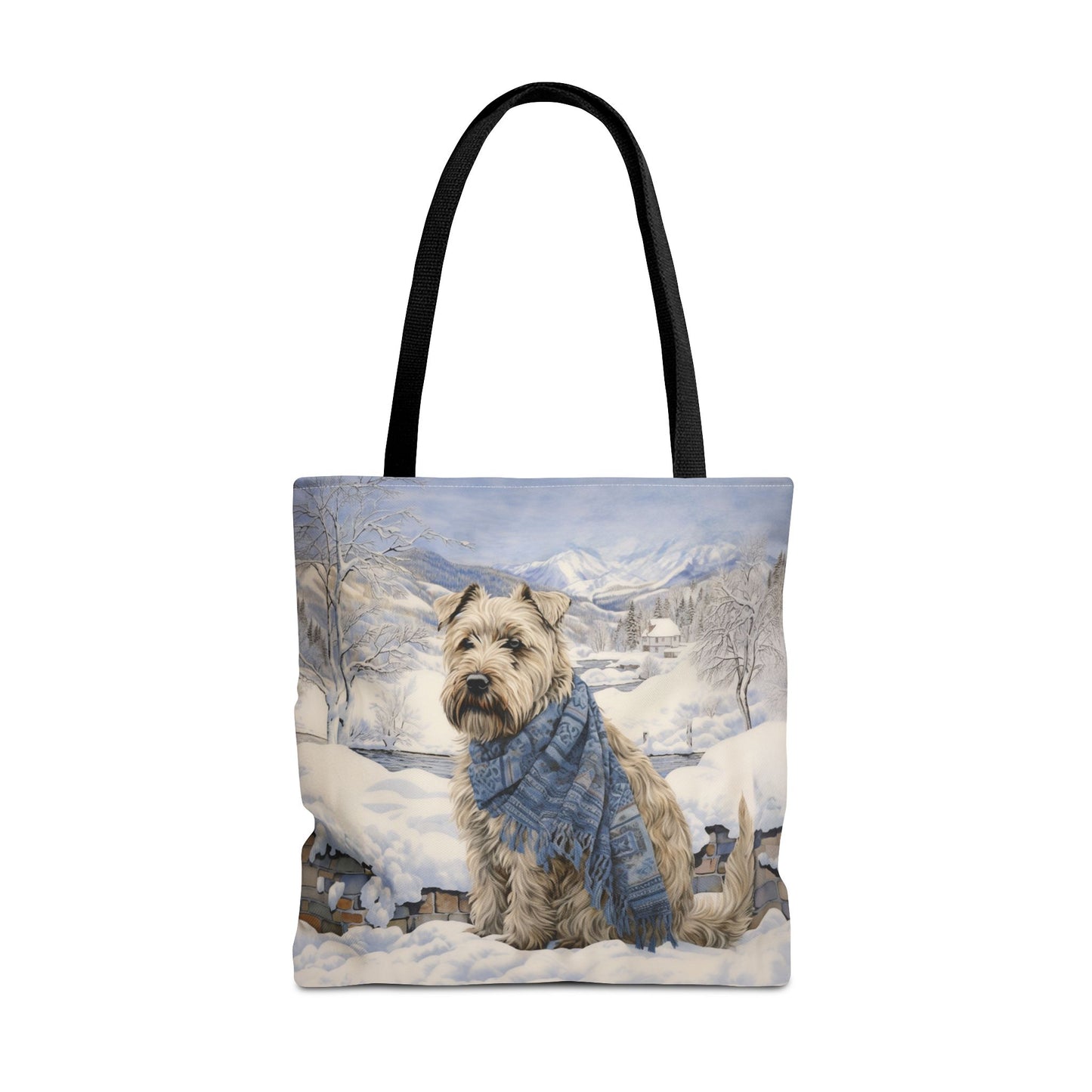 Winter Wheat Terrier Tote Bag, Cozy Winter Scene for Dog Lovers