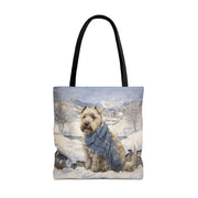 Winter Wheat Terrier Tote Bag, Cozy Winter Scene for Dog Lovers