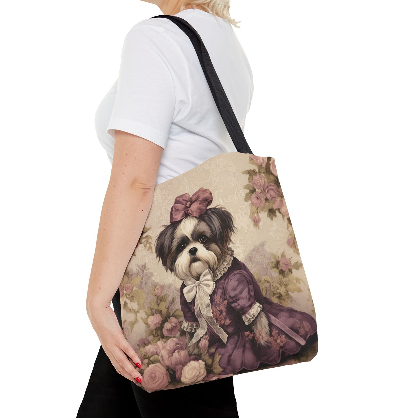 Shih Tzu Floral Elegance Tote Bag for Stylish Dog Lovers