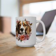 Beagle Lover’s Floral Coffee Mug – Perfect Dog Mom Gift