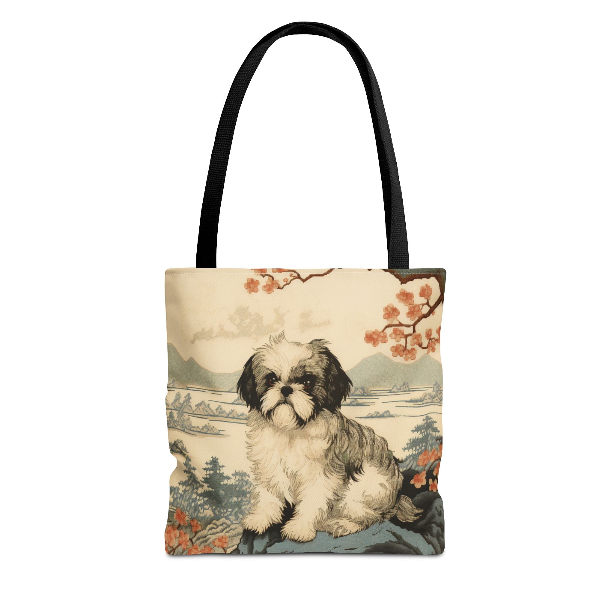 Shih Tzu Cherry Blossom Canvas Tote Bag for Dog Lovers