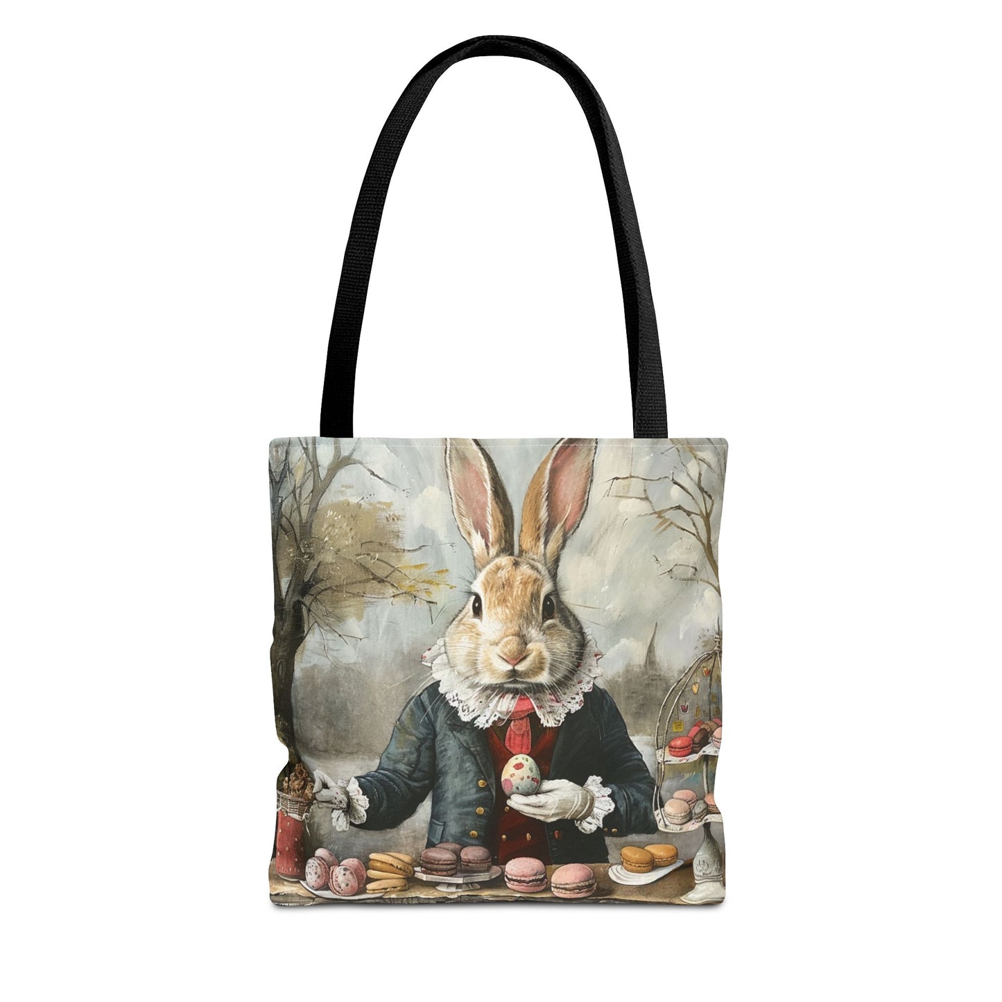 Charming Easter Bunny Canvas Tote Bag with Vintage Artwork