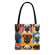 Pop Art Pug Tote Bag - Colorful Canvas Bag for Dog Lovers