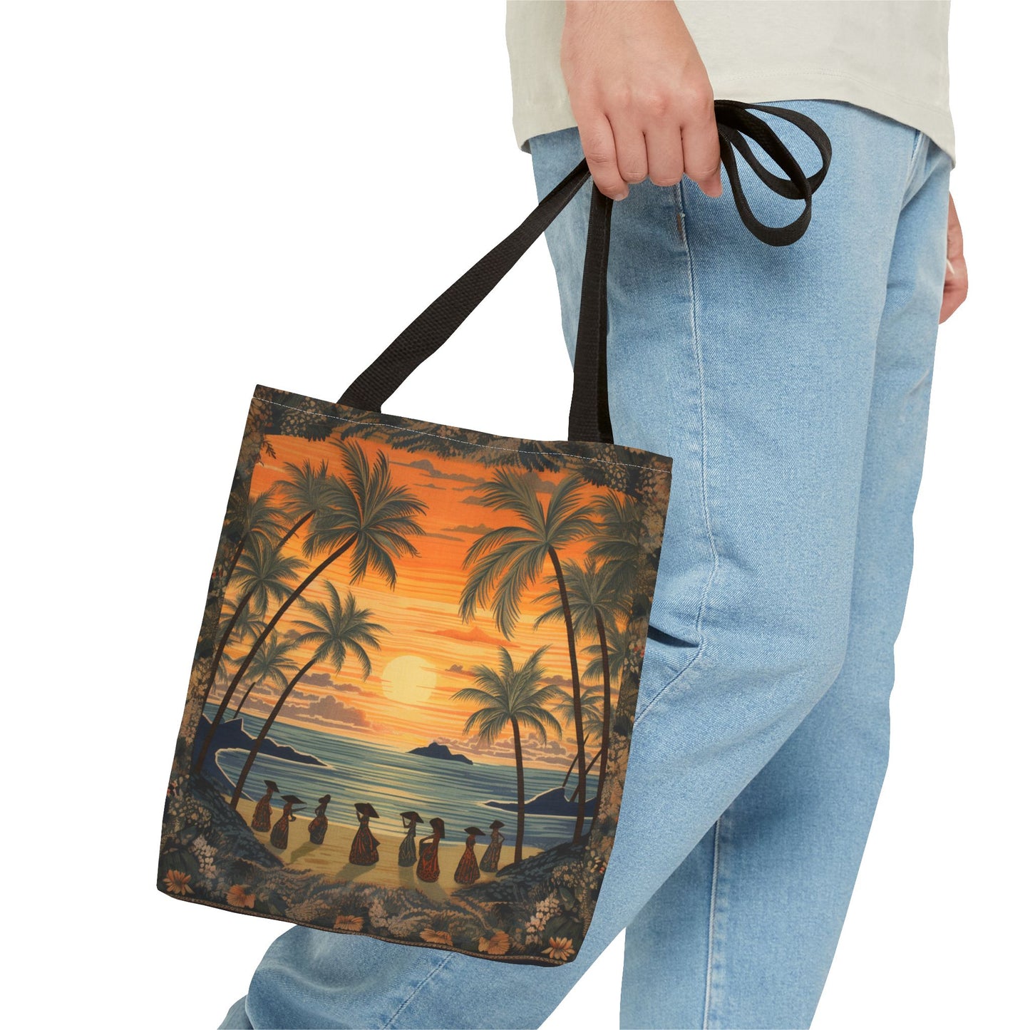 Hawaiian Sunset Tropical Beach Tote Bag, Vibrant Eco-Friendly Design