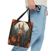 Whimsical Rabbit Castle Tote Bag, Autumn Harvest Design Canvas Bag