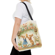 Whimsical Easter Bunny Tote Bag, Perfect for Spring and Market Days