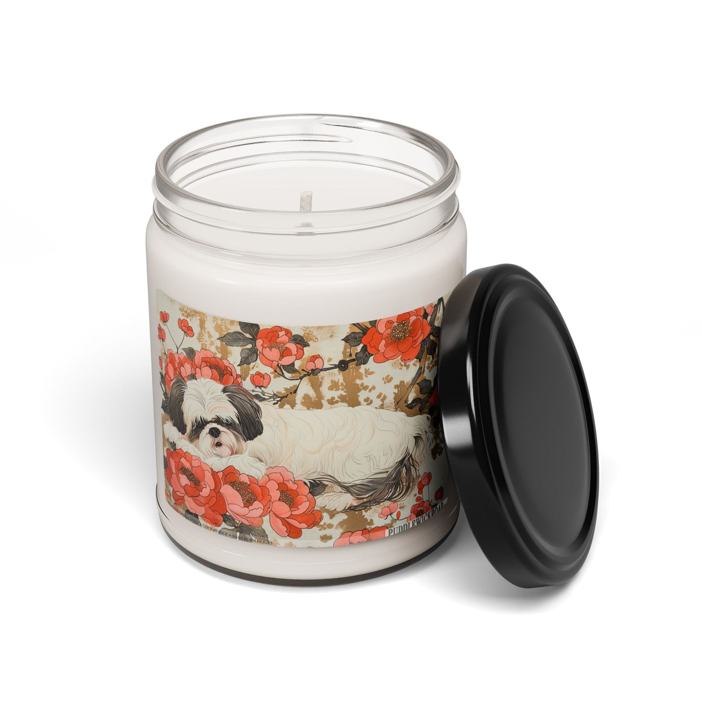 Shih Tzu Blossom Candle - Vintage Art Soy Gift for Dog Lovers