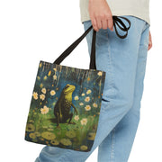 Whimsical Frog Meadow Canvas Tote Bag, Eco-Friendly and Artistic