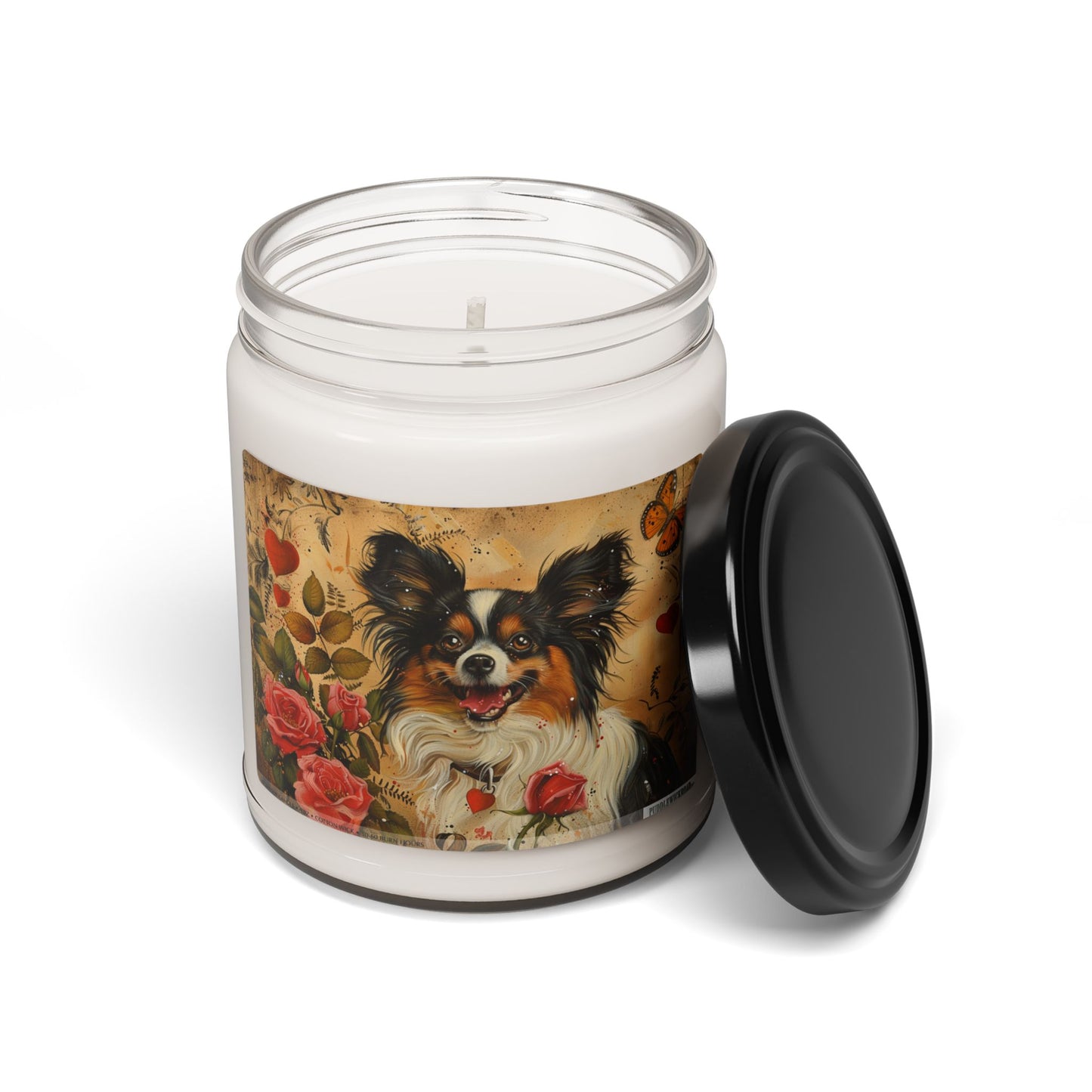 Papillon Dog Candle – Vintage Art Soy Candle for Pet Lovers