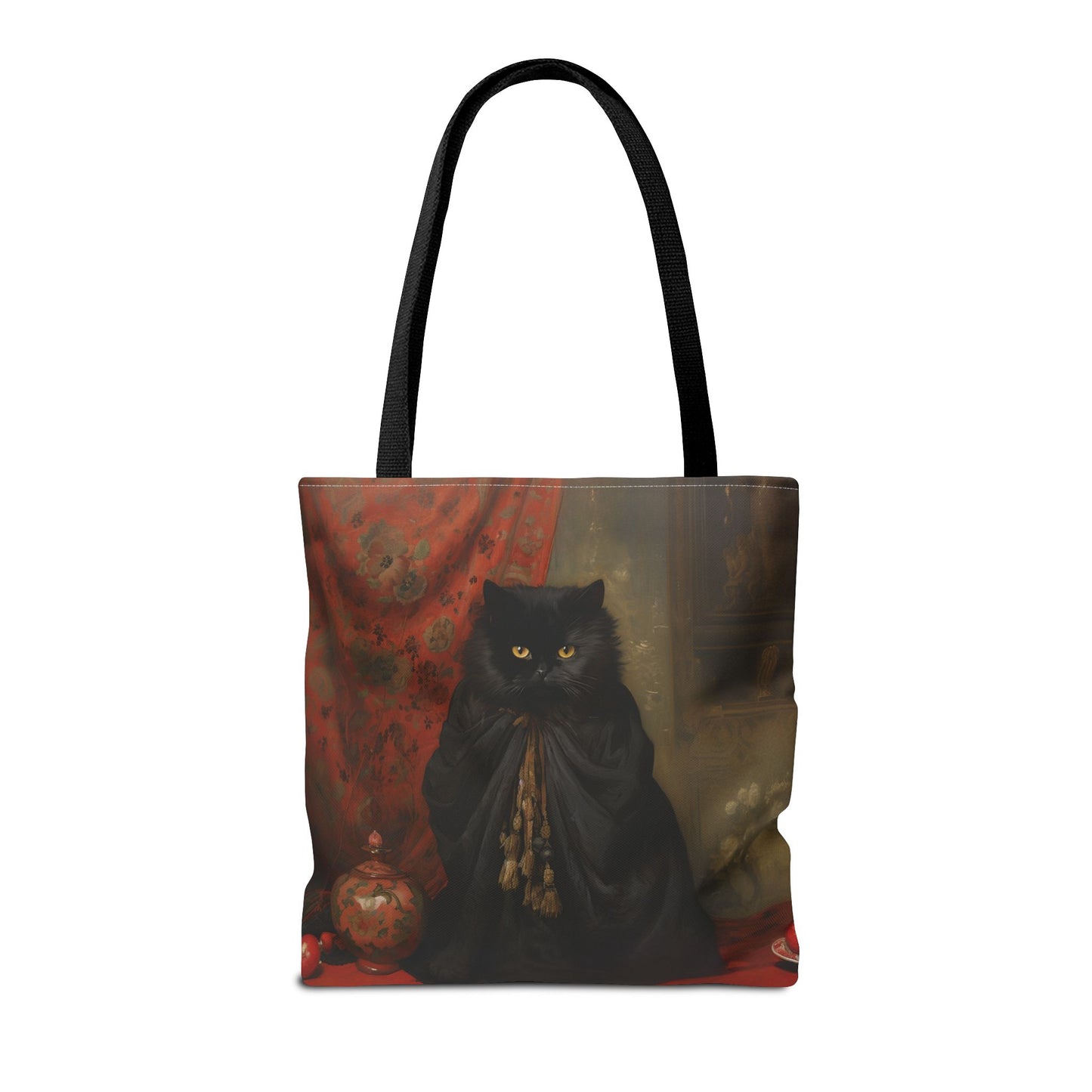 Regal Black Cat Tote Bag, Art-Inspired Canvas for Cat Lovers