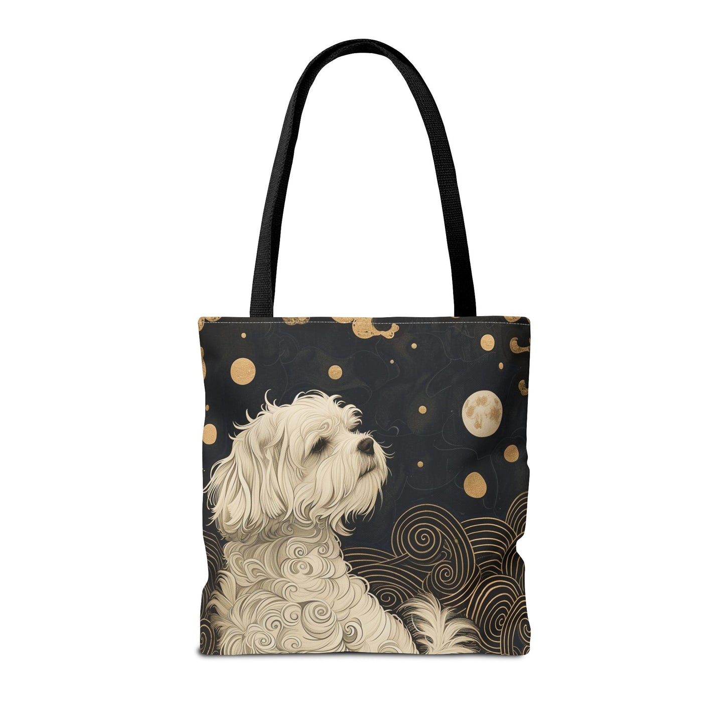 Maltese Moonlit Elegance Tote Bag, Artistic Dog Lover's Gift