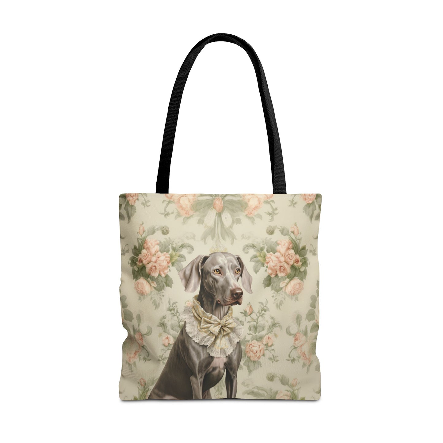 Weimaraner Floral Canvas Tote Bag, Elegant Reusable Shopping Bag