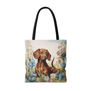 Dachshund Floral Tote Bag, Artistic Dog Lover Gift for Everyday Use