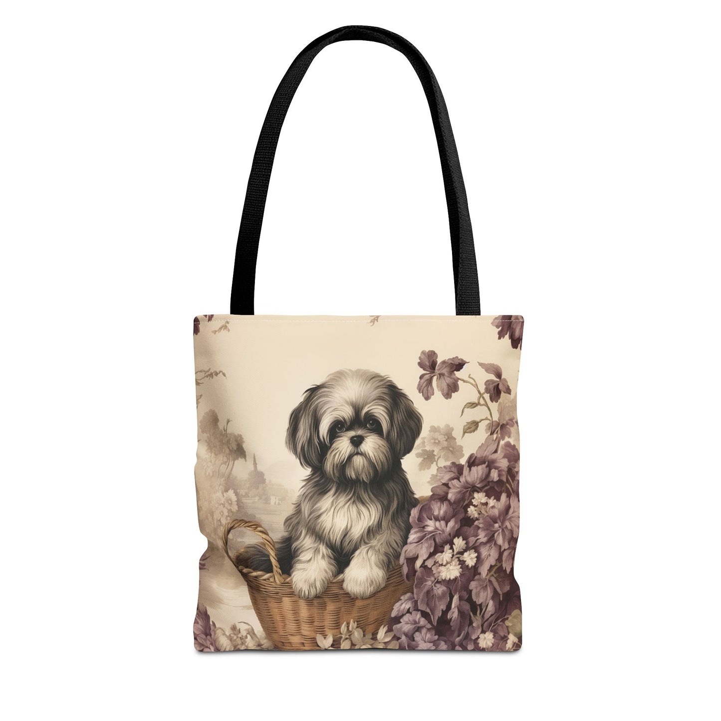 Shih Tzu Floral Garden Tote Bag, Eco-Friendly Pet Lover Gift