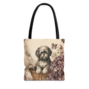 Shih Tzu Floral Garden Tote Bag, Eco-Friendly Pet Lover Gift