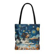 Cavalier King Charles Spaniel Starry Night Canvas Tote Bag, Artistic Gift for Dog Lovers