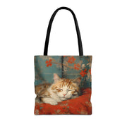 Tranquil Autumn Cat Tote Bag, Artistic Eco-Friendly Canvas for Cat Lovers