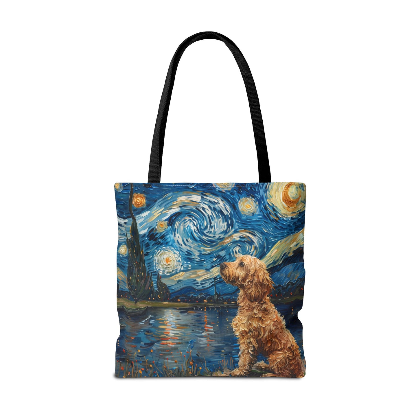 Starry Labradoodle Art Tote Bag, Van Gogh-Inspired Design for Dog Lovers