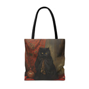 Regal Black Cat Tote Bag, Art-Inspired Canvas for Cat Lovers