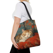 Tranquil Autumn Cat Tote Bag, Artistic Eco-Friendly Canvas for Cat Lovers