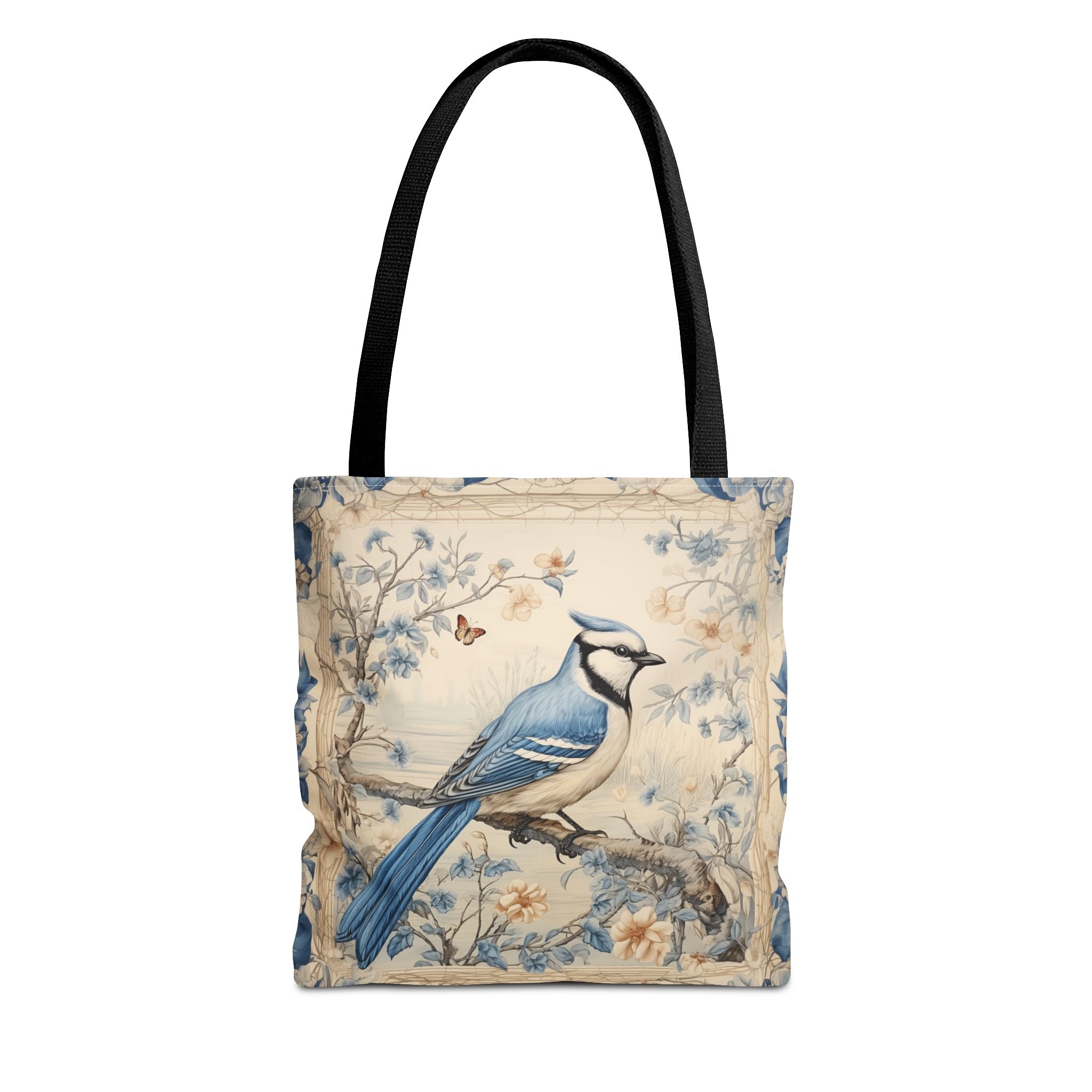 Blue Jay Floral Canvas Tote Bag, Eco-Friendly and Stylish Shopping Bag