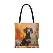 Dachshund Cityscape Canvas Tote Bag, Stylish and Eco-Friendly Design